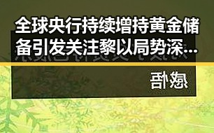 全球央行持续增持黄金储备引发关注黎以局势深表关切的背后变化